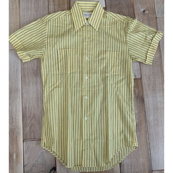 Vintage Other - VIntage 1970s Men’s Yellow Striped Shirt Broadway Dead Stock Small